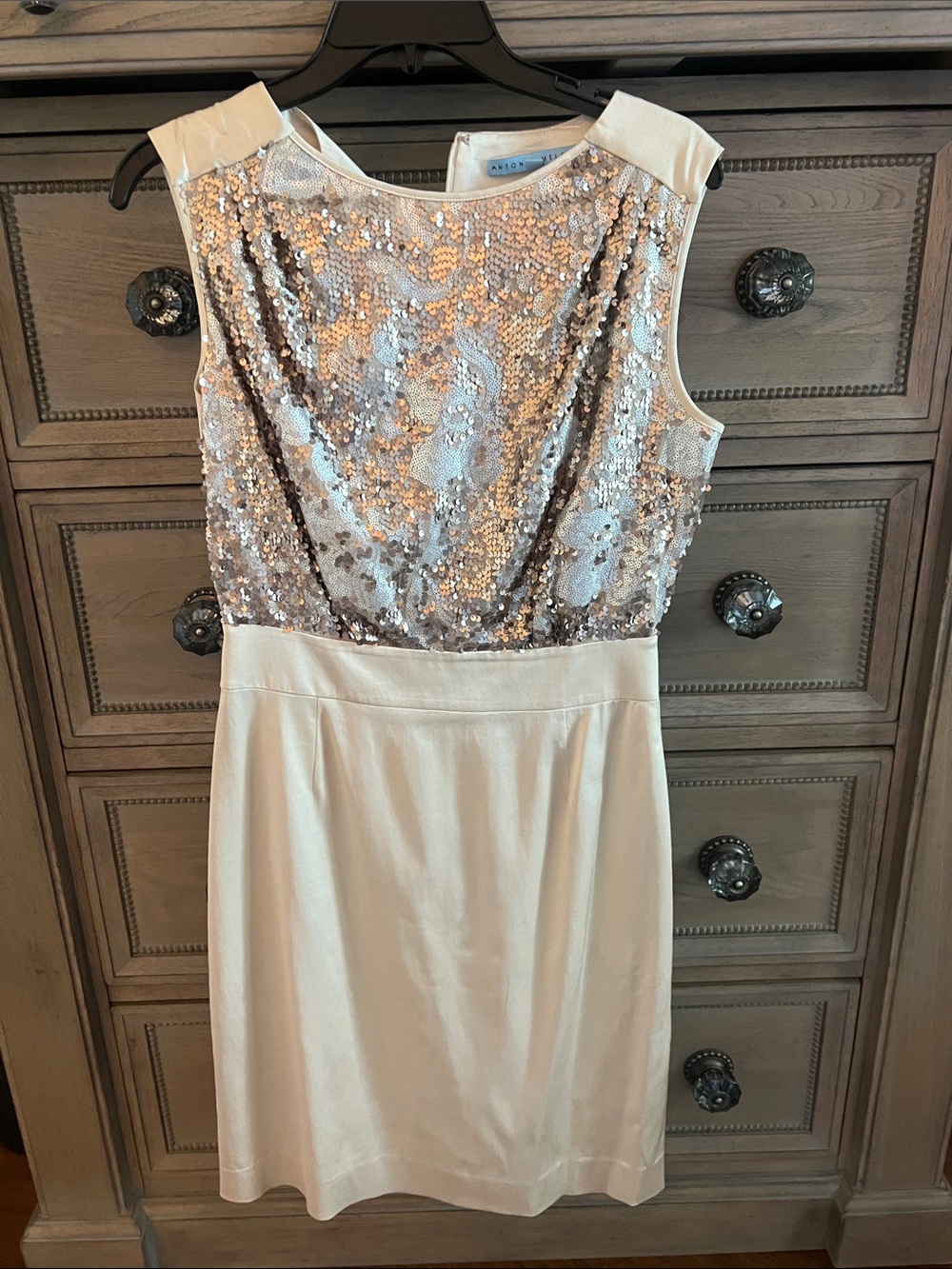 ANTONIO MELANI Cream Mini Dress with Sequin Bodice